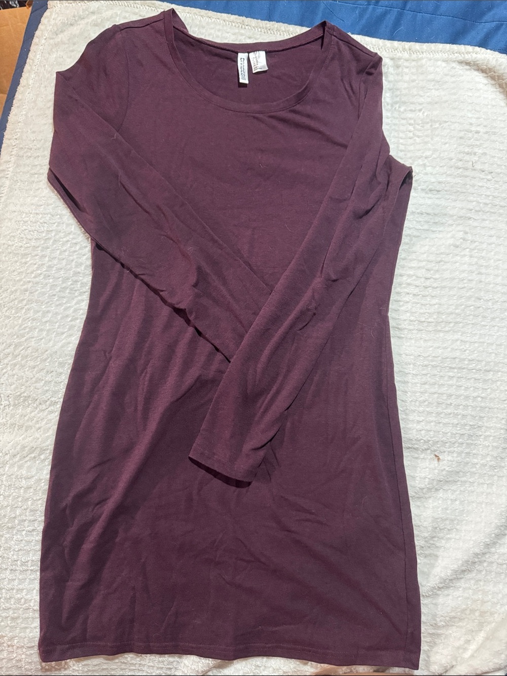 Divided Long Sleeve Women's Dress in Deep Plum
